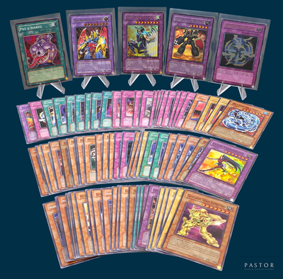 a picture of a collection of pokemon cards on a blue background