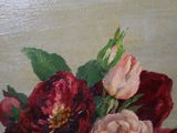 a painting of flowers in a vase on a table