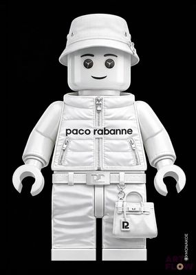 un bonhomme Lego qui porte une veste blanche et un chapeau