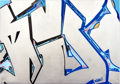 a painting of graffiti on the wall of a building
