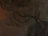 a picture of a painting of a tree on a hill
