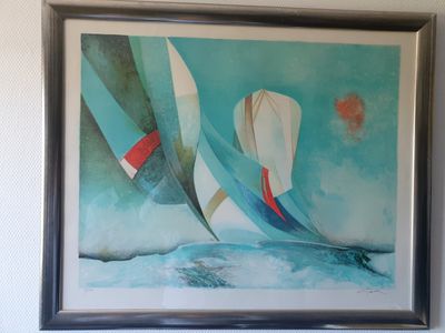 une image d'un tableau représentant un voilier dans l'eau