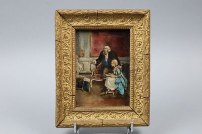 une image représentant un tableau où l'on voit un homme et une femme assis dans une pièce