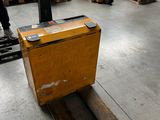 a forklift with a pallet on it in a warehouse