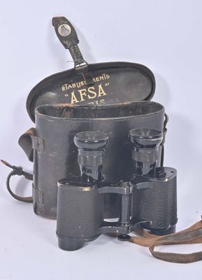 a black box with a pair of binoculars in it