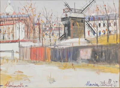 a watercolor painting of a windmill on the street