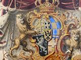 an image of a drawing of a coat of arms with a crown on top of it