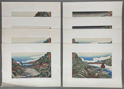 D'après Utagawa Kunitora Huit estampes, oban, yoko-e, retira…