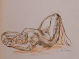 a drawing of a person laying on the ground