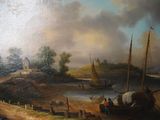 a painting on the wall of a room with a painting on it