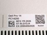 the back of a dell pro - 14 laptop with a qr code on it