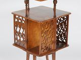 an image of a wooden table with a shelf on top of it