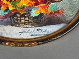 a picture of a painting of a basket of flowers