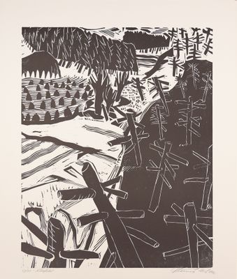 une image représentant un dessin en noir et blanc d'un paysage