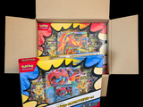 a cardboard box with a bunch of toys inside of it