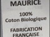 the label on the back of a box of fabric