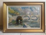 a picture of a painting of a boat on the water