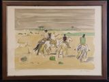 tableau représentant un groupe de personnes à cheval dans le désert