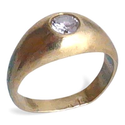 BAGUE jonc en or jaune sertie d'un petit diamant calibrant environ 0,1