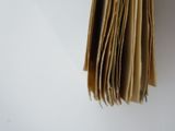 a bunch of papers hanging on the wall