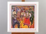 a painting of a group of people dancing on a stage