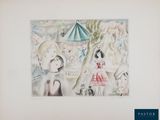 dessin représentant un tableau où l'on voit une femme et un enfant dans un parc