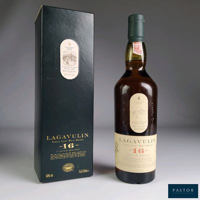 a bottle of lagavulin 16 years old with box