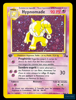 un gros plan d'une carte Pokémon sur laquelle figure un chat