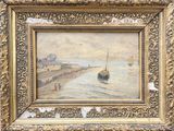 l'image d'une peinture représentant un bateau sur un plan d'eau