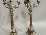 pair of antique brass candelabs with candlesticks