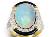 an oplite and diamond ring