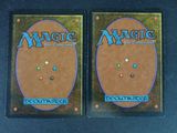 two decks of magic the gathering deck protectors on a table