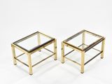 pair of brass and glass side tables