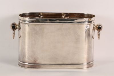silver plated ice bucket with handles and handles