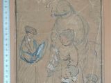 un dessin représentant un homme et une femme sur une feuille de papier
