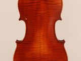 an old violin with a wooden back and a long neck