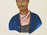 portrait d'un homme vêtu d'une veste bleue et d'une chemise rose
