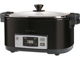 a close up of a slow cooker on a white background