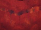 une image représentant un tableau rouge recouvert de peinture noire