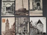 several old photographs of a church, a church, and other buildings