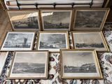 six photos encadrées représentant une vue de ville, dans un cadre doré