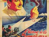 une affiche de film mettant en scène un homme armé d'un couteau et une femme dans un bateau