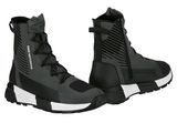 men ' s black and white sneakers with zippers and laces