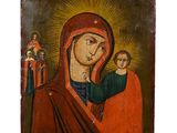 a painting of a woman holding a child in her arms