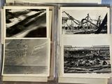 several black and white photos of a train and a train track