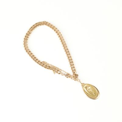 Gourmette en or maille gourmette, chaînette de sûreté, reten… - Photo 1