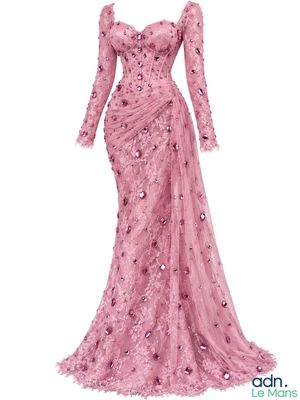 an illustration of a pink dress with flowers on it