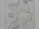 dessin au crayon représentant une feuille de papier sur laquelle figure l'image d'un bâtiment