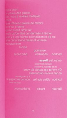 menu of a restaurant with a pink background and white writing on it