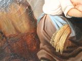 a painting of a little girl holding a baby in her arms